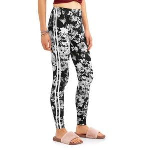 Flower Print Side Stripe Leggings